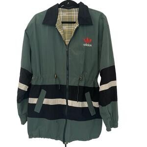 Adidas Y2K Vintage Women's Double Side Reversible Parka Raincoat Hoodie Jacket